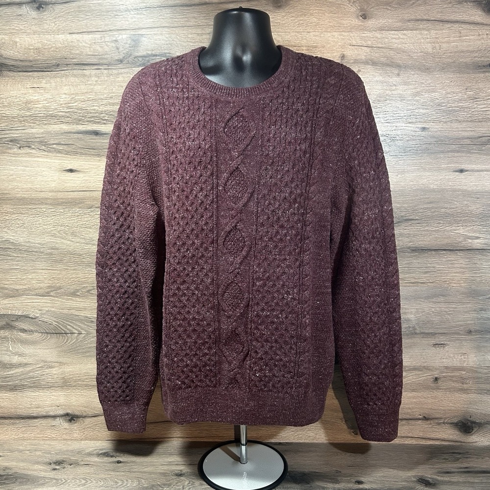 GAP Budding Cable Knit Pullover Sweater Men's Size XL maroon excellent condition